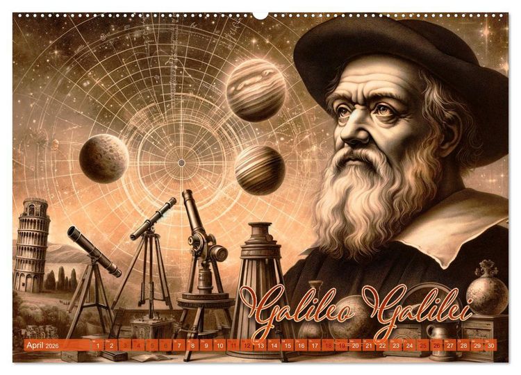 Produktbild: Genies der Geschichte - Ein KI Kalender (Wandkalender 2026 DIN A2 quer), CALVENDO Monatskalender