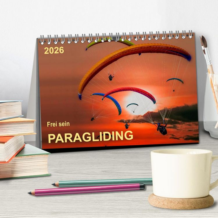 Produktbild: Frei sein - Paragliding (Tischkalender 2026 DIN A5 quer), CALVENDO Monatskalender
