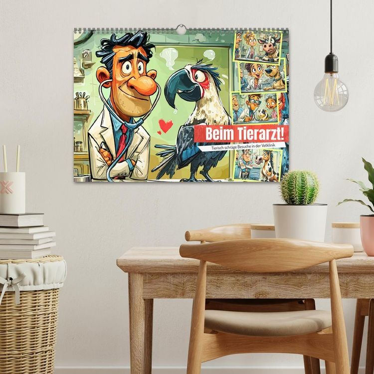 Produktbild: Beim Tierarzt! Tierisch schr&auml;ge Besuche in der Vetklinik (Wandkalender 2026 DIN A3 quer), CALVENDO Monatskalender
