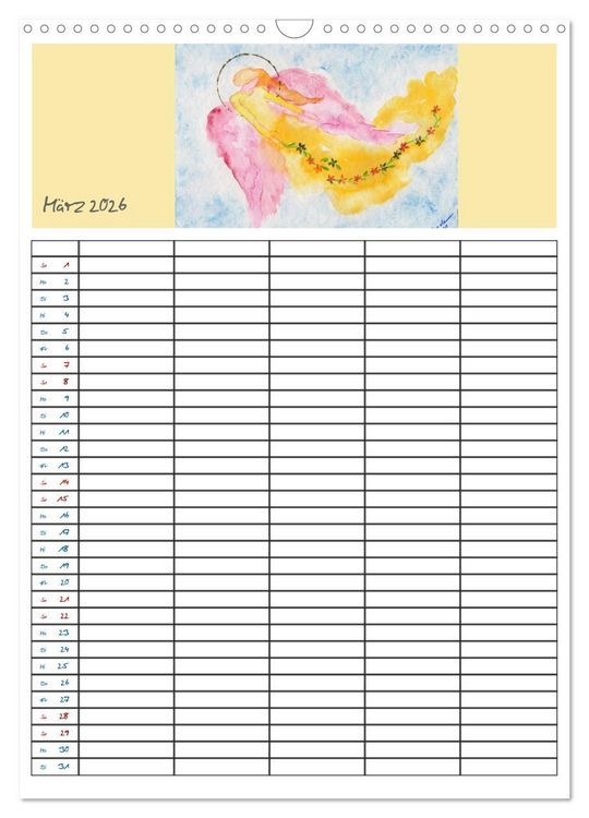 Produktbild: Engelhafter Familienplaner (Wandkalender 2026 DIN A3 hoch), CALVENDO Monatskalender