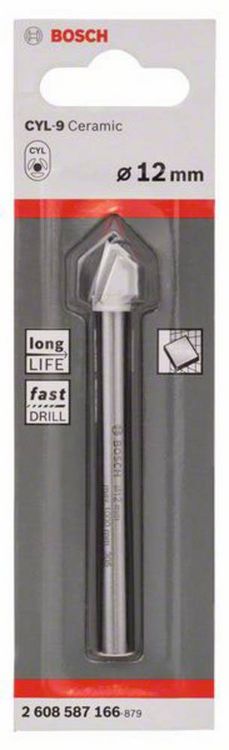 Produktbild: Bosch Accessories 2608587166 Glas- und Fliesenbohrer 12 mm Gesamtl&auml;nge 90 mm Zylinderschaft 1 St.