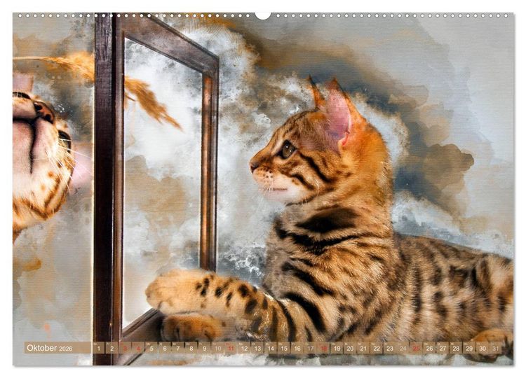 Produktbild: Katzenkalender mausgemalt (hochwertiger Premium Wandkalender 2026 DIN A2 quer), Kunstdruck in Hochglanz