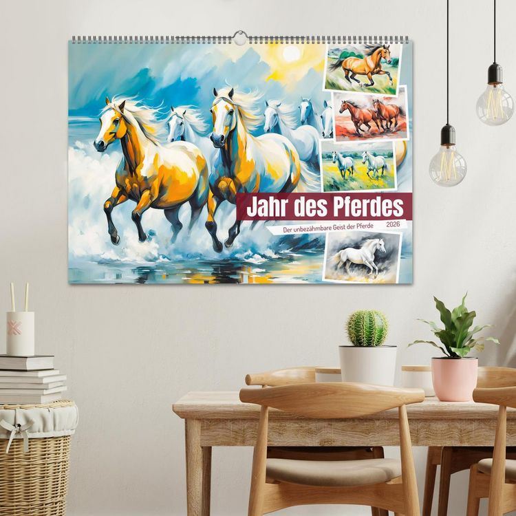 Produktbild: Jahr des Pferdes - Der unbez&auml;hmbare Geist der Pferde (Wandkalender 2026 DIN A2 quer), CALVENDO Monatskalender