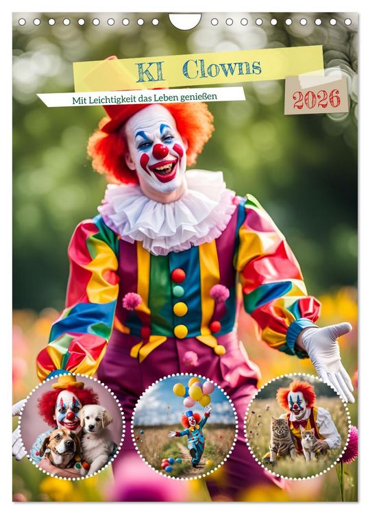 Produktbild: KI Clowns Mit Leichtigkeit das Leben genie&szlig;en (Wandkalender 2026 DIN A4 hoch), CALVENDO Monatskalender