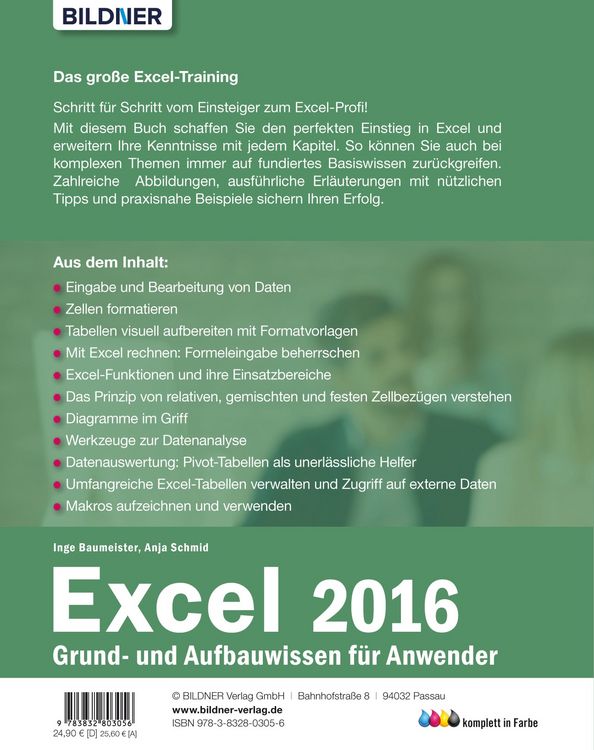 Produktbild: Excel 2016 Grund- und Aufbauwissen f&uuml;r Anwender