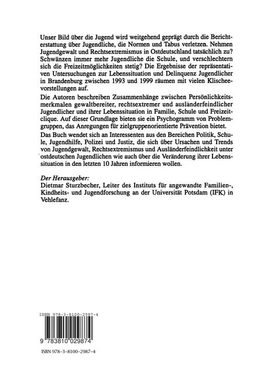 Produktbild: Jugend in Ostdeutschland: Lebenssituationen und Delinquenz
