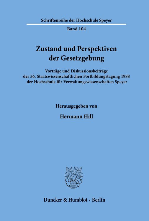 Produktbild: Zustand und Perspektiven der Gesetzgebung.