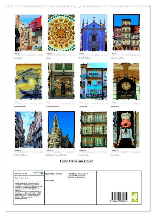 Produktbild: Porto Perle am Douro (hochwertiger Premium Wandkalender 2026 DIN A2 hoch), Kunstdruck in Hochglanz