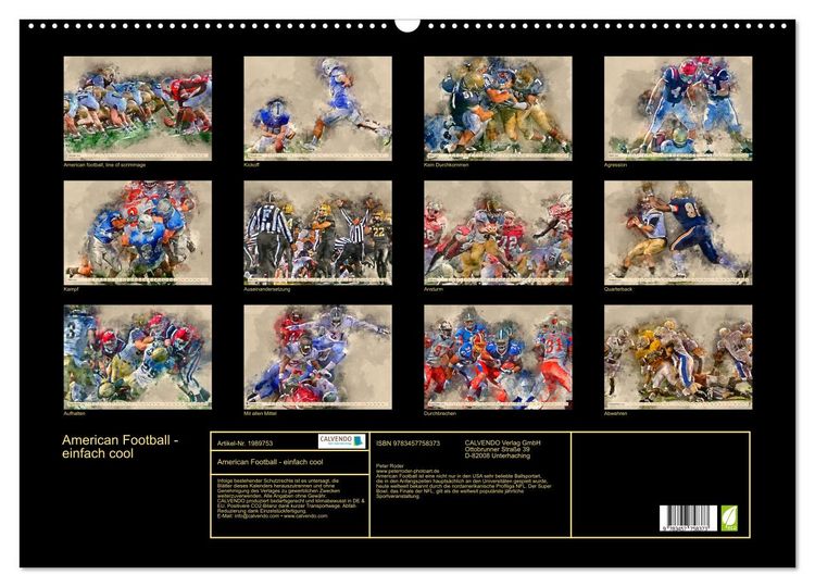 Produktbild: American Football - einfach cool (Wandkalender 2026 DIN A2 quer), CALVENDO Monatskalender
