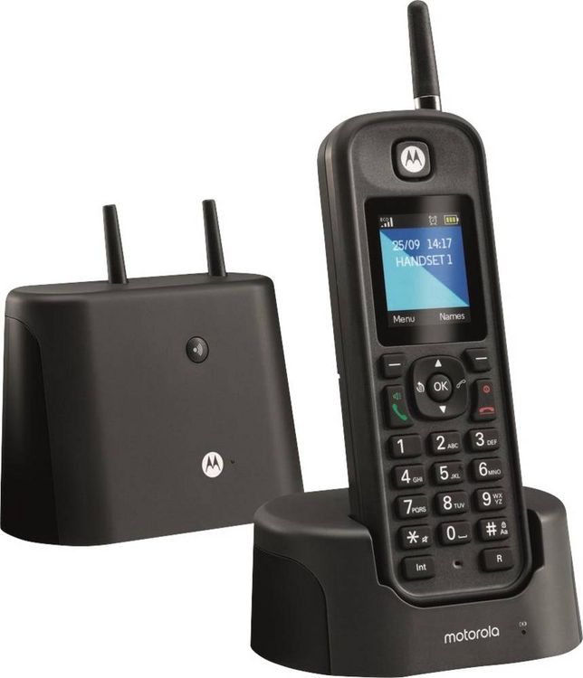 Produktbild: Motorola O201 DECT Schnurloses Telefon analog Freisprechen, Outdoor, wasserdicht, sto&szlig;fest Schwarz