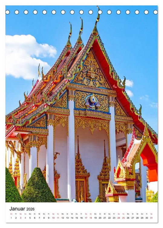 Produktbild: Wat Chalong - Tempel mit ganz speziellem Charme (Tischkalender 2026 DIN A5 hoch), CALVENDO Monatskalender