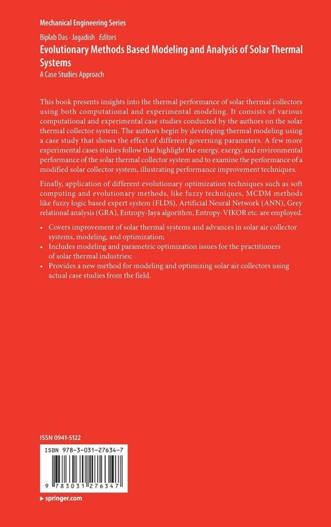 Produktbild: Evolutionary Methods Based Modeling and Analysis of Solar Thermal Systems