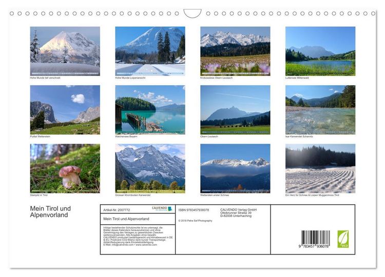 Produktbild: Mein Tirol und Alpenvorland (Wandkalender 2026 DIN A3 quer), CALVENDO Monatskalender