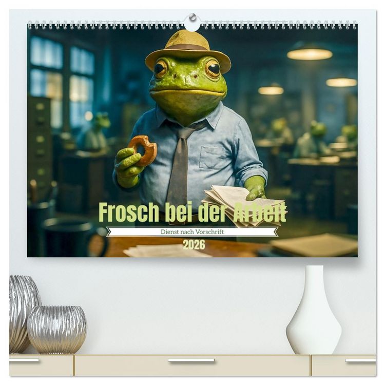 Produktbild: Frosch bei der Arbeit- Dienst nach Vorschrift (hochwertiger Premium Wandkalender 2026 DIN A2 quer), Kunstdruck in Hochglanz