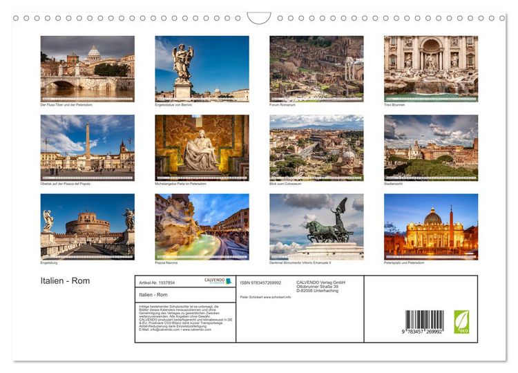 Produktbild: Italien - Rom (Wandkalender 2026 DIN A3 quer), CALVENDO Monatskalender