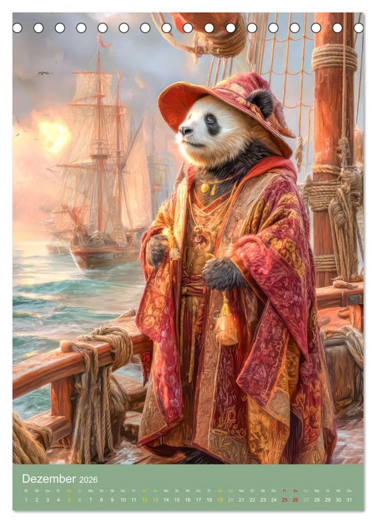 Produktbild: Pandas - Tatenfreudige B&auml;ren (Tischkalender 2026 DIN A5 hoch), CALVENDO Monatskalender