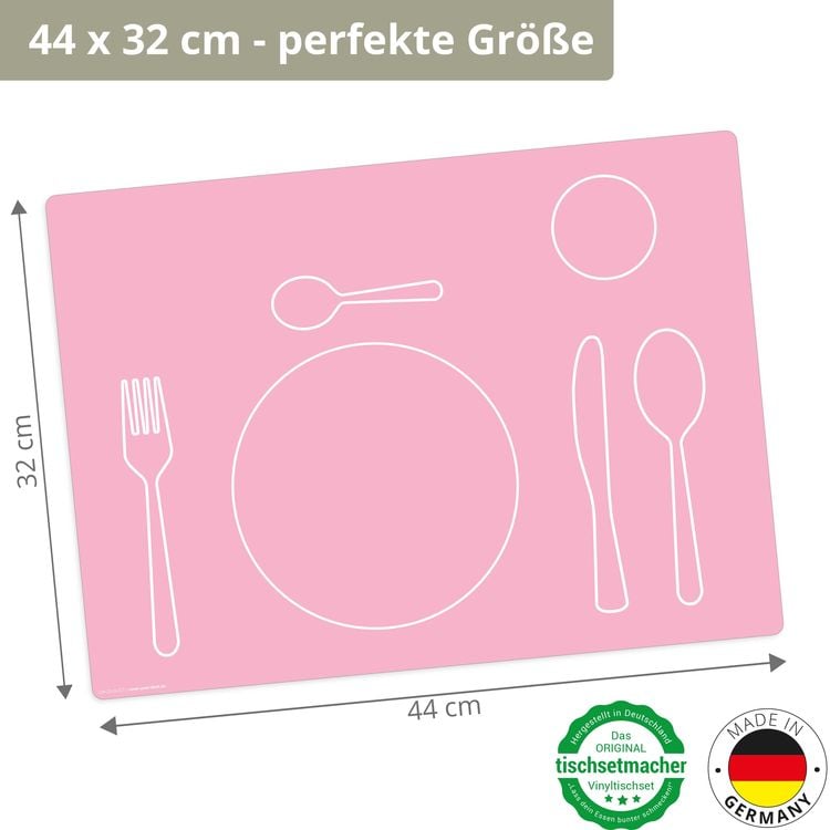 Produktbild: Tischsetmacher Tischset f&uuml;r Kinder Montessori Lerntischset in rosa, aus hochwertigem Vinyl , 44 x 32 cm