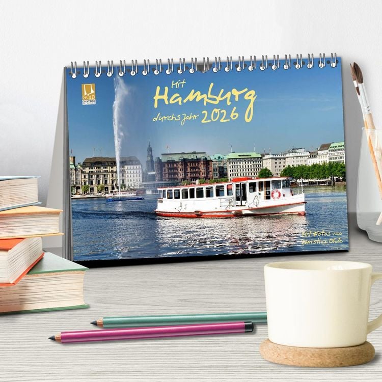 Produktbild: Mit Hamburg durchs Jahr 2026 (Tischkalender 2026 DIN A5 quer), CALVENDO Monatskalender