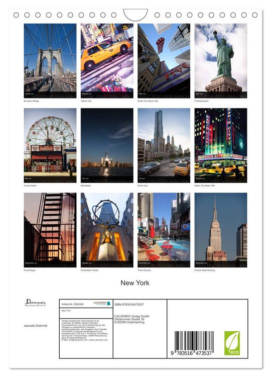 Produktbild: New York (Wandkalender 2026 DIN A4 hoch), CALVENDO Monatskalender