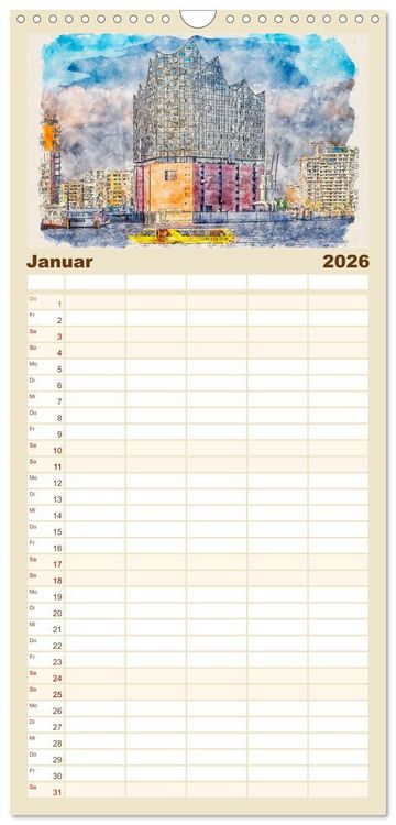 Produktbild: Familienplaner 2026 - Hamburg - malerische Metropole mit 5 Spalten (Wandkalender, 21 x 45 cm) CALVENDO