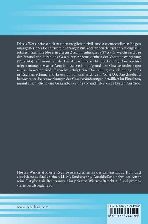 Produktbild: Rechtsfolgen einer nicht nach &sect; 87 Abs. 1 AktG angemessenen Vorstandsverg&uuml;tung
