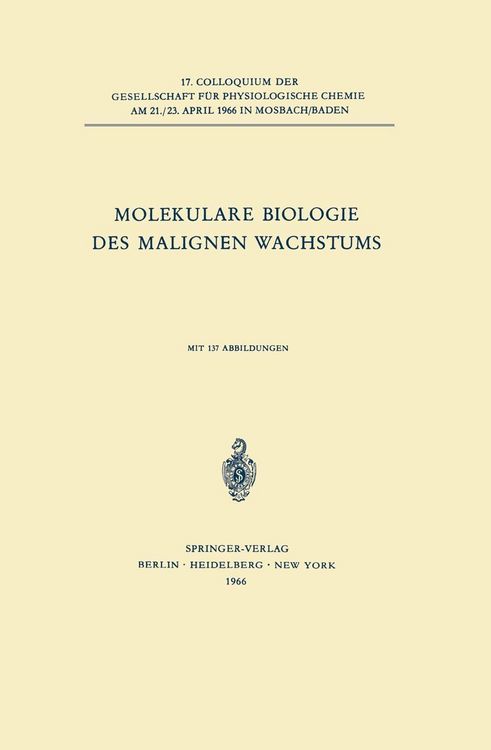 Produktbild: Molekulare Biologie des Malignen Wachstums