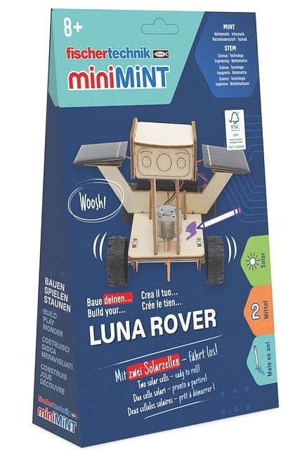 Produktbild: Fischertechnik 579974 - miniMINT, Luna Rover mit 2 Solarzellen, Technik-Holzbausatz ab 8 Jahren
