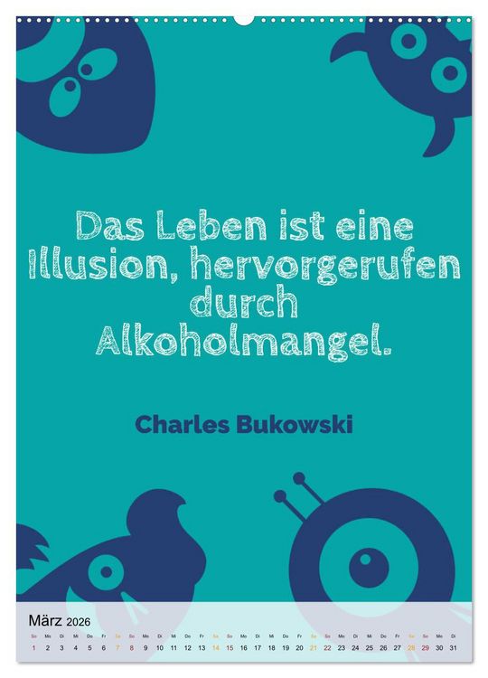 Produktbild: Dichter als Goethe - Der literarische Alkohol-Kalender (Wandkalender 2026 DIN A2 hoch), CALVENDO Monatskalender