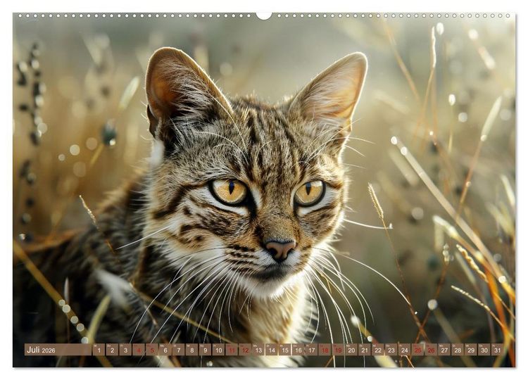 Produktbild: Wenn die wilden Katzen leise durch ihr Revier streifen (hochwertiger Premium Wandkalender 2026 DIN A2 quer), Kunstdruck in Hochglanz