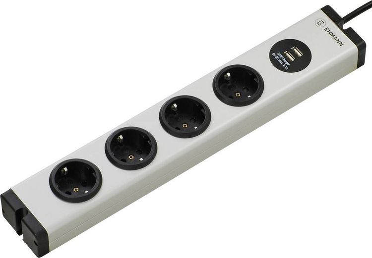 Produktbild: Ehmann 0600c0a052031 Steckdosenleiste 4fach Grau Schutzkontakt 1St.