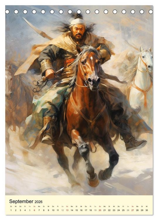 Produktbild: Fantasy-Krieger der Mongolei. Inspiriert von Dschingis Khan (Tischkalender 2026 DIN A5 hoch), CALVENDO Monatskalender