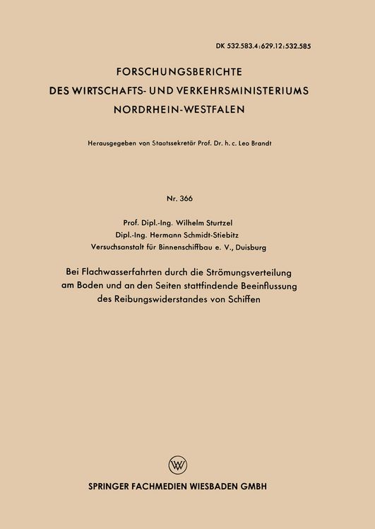 Produktbild: Bei Flachwasserfahrten durch die Str&ouml;mungsverteilung am Boden und an den Seiten stattfindende Beeinflussung des Reibungswiderstandes von Schiffen