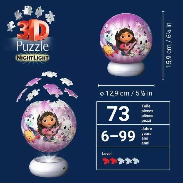 Produktbild: 3D Puzzle-Ball Nachtlicht Gabby's Dollhouse