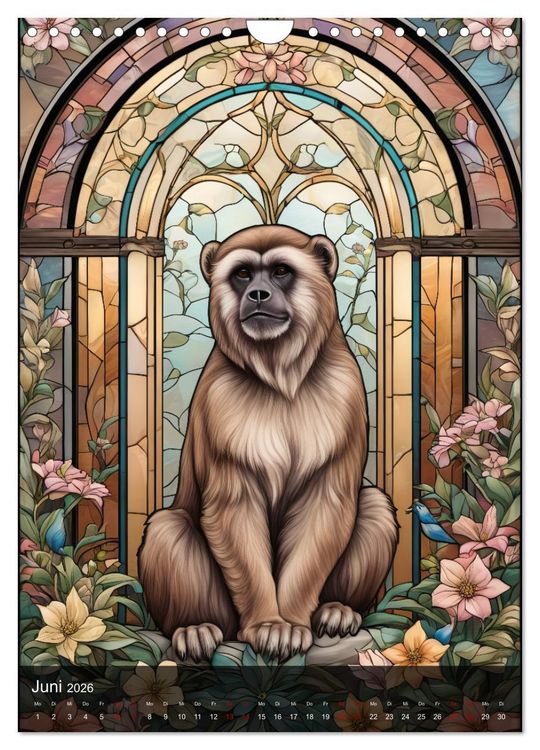 Produktbild: Wildtiere und Glaskunst im Tiffany Stil (Wandkalender 2026 DIN A4 hoch), CALVENDO Monatskalender