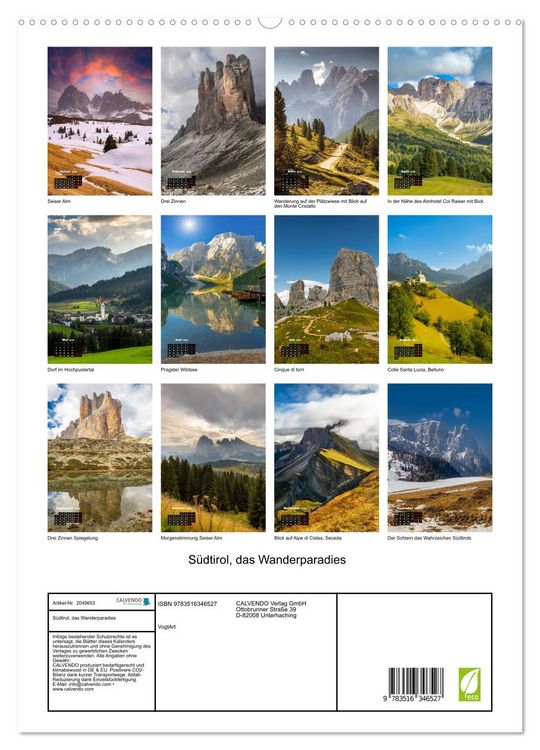 Produktbild: S&uuml;dtirol, das Wanderparadies (hochwertiger Premium Wandkalender 2026 DIN A2 hoch), Kunstdruck in Hochglanz