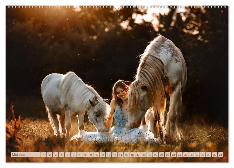 Produktbild: Seelengl&uuml;ck Kalender - Pferde - Charakter, St&auml;rke, Weisheit (Wandkalender 2026 DIN A2 quer), CALVENDO Monatskalender