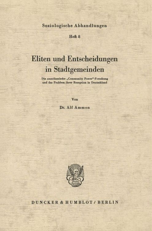 Produktbild: Eliten und Entscheidungen in Stadtgemeinden.