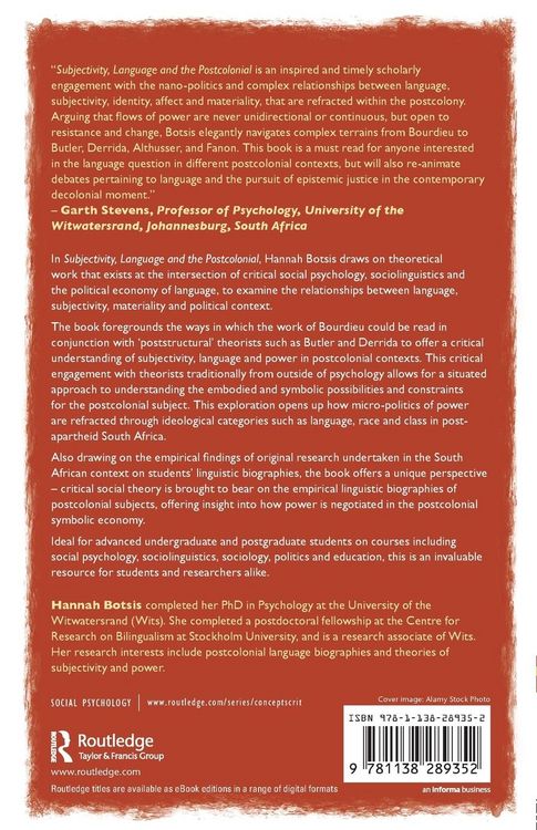 Produktbild: Subjectivity, Language and the Postcolonial