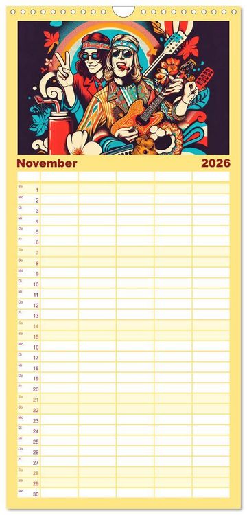 Produktbild: Familienplaner 2026 - Psychodelic Art mit 5 Spalten (Wandkalender, 21 x 45 cm) CALVENDO