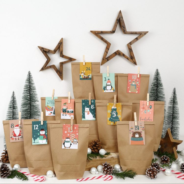 Produktbild: Adventskalender T&uuml;tenset mit Klammern - Kinder