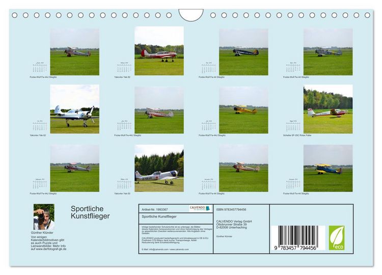 Produktbild: Sportliche Kunstflieger (Wandkalender 2026 DIN A4 quer), CALVENDO Monatskalender