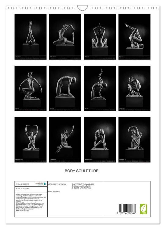 Produktbild: BODY SCULPTURE (Wandkalender 2026 DIN A3 hoch), CALVENDO Monatskalender