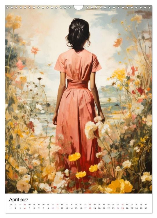Produktbild: Zwischen Bl&uuml;ten und Tr&auml;umen - 12 kunstvolle Frauenportraits (Wandkalender 2027 DIN A3 hoch), CALVENDO Monatskalender
