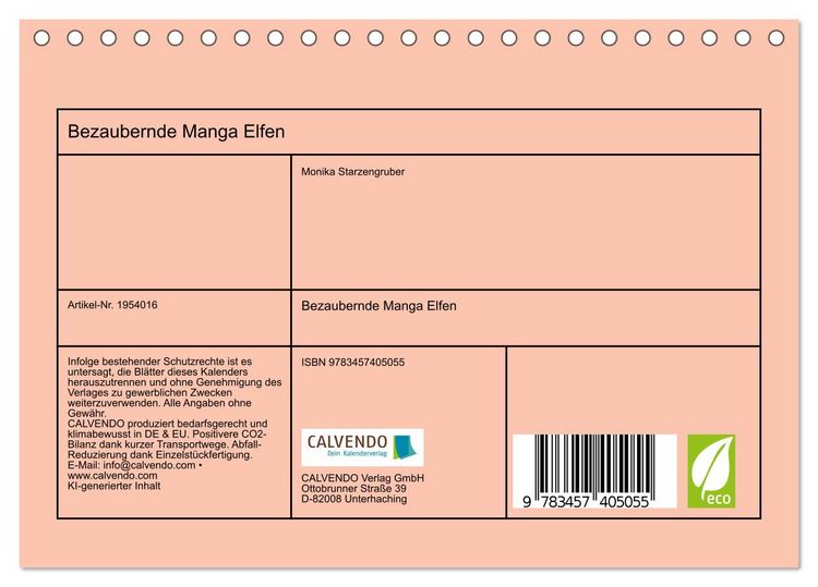 Produktbild: Bezaubernde Manga Elfen (Tischkalender 2026 DIN A5 quer), CALVENDO Monatskalender