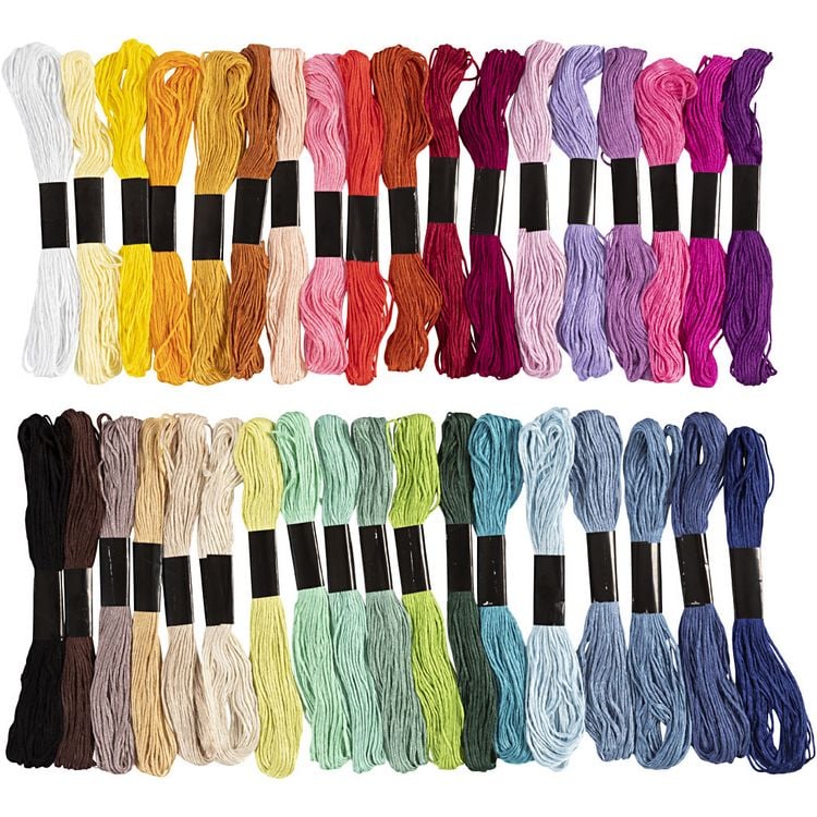 Produktbild: Creativ Company Stickgarn, Dicke 1 mm, 42 B&uuml;ndel, sortierte Farben