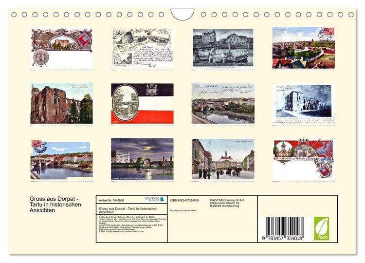 Produktbild: Gruss aus Dorpat - Tartu in historischen Ansichten (Wandkalender 2026 DIN A4 quer), CALVENDO Monatskalender