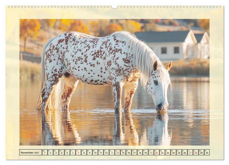 Produktbild: Knabstrupper Poesie. Gescheckte Eleganz im Farmsommer (hochwertiger Premium Wandkalender 2027 DIN A2 quer), Kunstdruck in Hochglanz