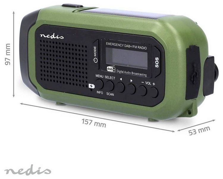 Produktbild: Nedis RDDBCR2000GN Notfallradio DAB+, UKW, FM Notfallradio, DAB+, UKW Gr&uuml;n, Schwarz