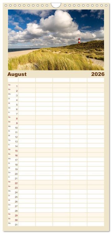 Produktbild: Familienplaner 2026 - Schleswig-Holstein - Nordfriesland mit 5 Spalten (Wandkalender, 21 x 45 cm) CALVENDO