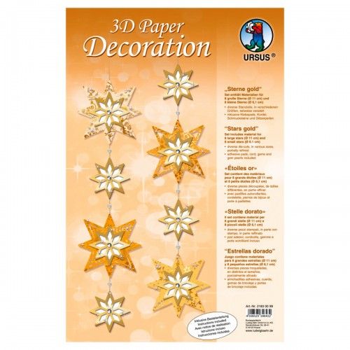 Produktbild: URSUS Dekorationsartikel 3D Paper Decoration, Sterne gold